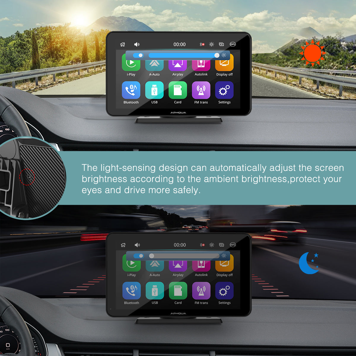 Wireless Carplay Android Auto Portable Easy Install Car Screen Smart  Display Stereo for 12V 24V VAN 7'' IPS Touch Screen Bluetooth 5.0 Mirror  Link: : Electronics & Photo